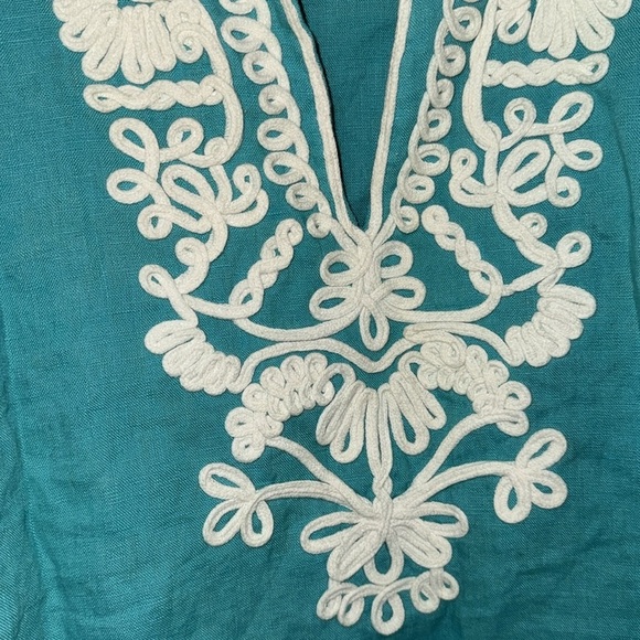 Jam collection shirt Turquoise Embroidered Tunic Top 22W NEW slit sides - Picture 3 of 5